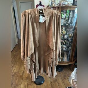 NWT Krazy Kat 2Piece Outfit. Jacket & Long Tan Faux Suede Skirt